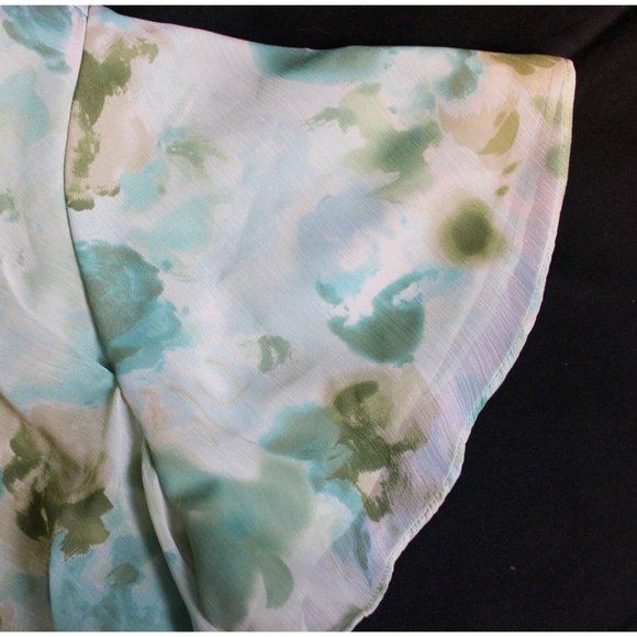 R&M Richards Outfit sz 18 W Teal Floral Shirt Tiered Skirt Spring Assmytrical - Picture 4 of 12